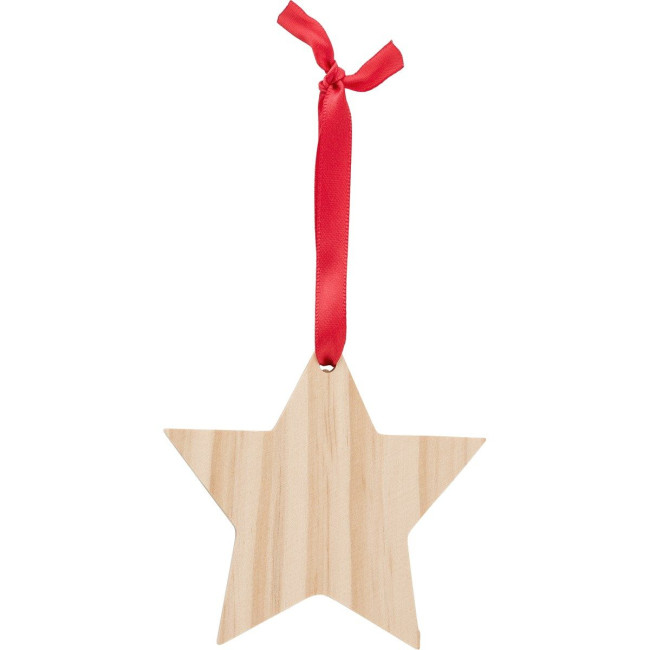 Custom Printed Wooden Star Decoration - Image 1