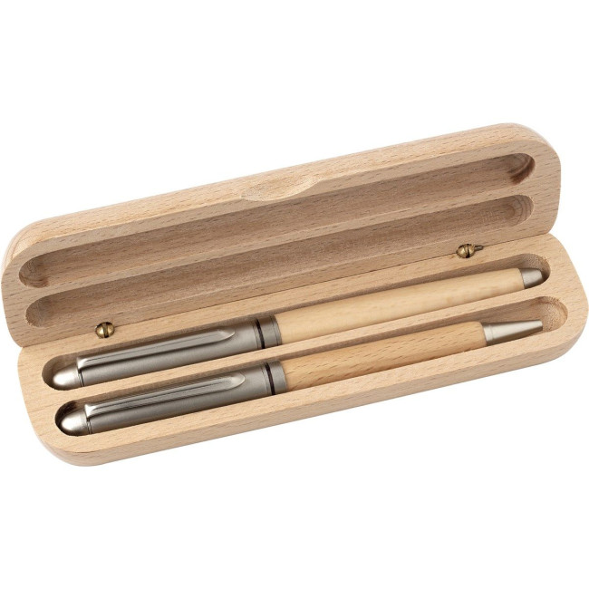 Custom Printed Beech wood writing set - Image 1