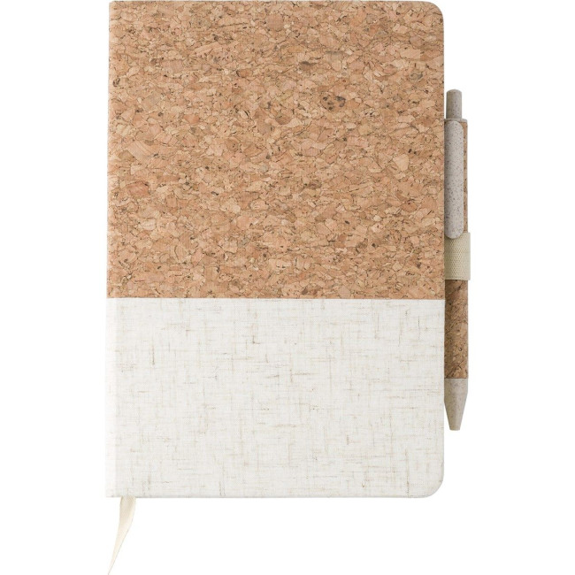 Custom Printed Cork & Linen A5 Notebook - Image 1