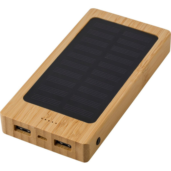 Custom Printed Bamboo solar power bank - Image 8