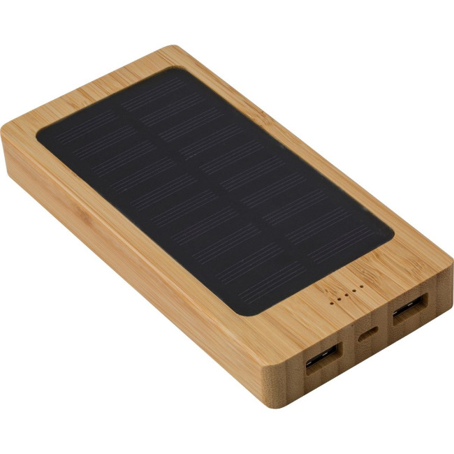 Custom Printed Bamboo solar power bank - Image 5