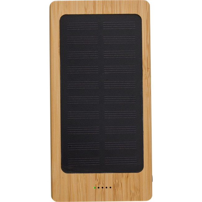 Custom Printed Bamboo solar power bank - Image 1