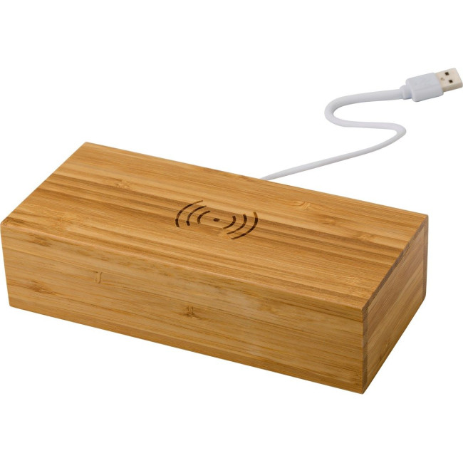 Branded Bamboo wireless charger and clock - Image 1