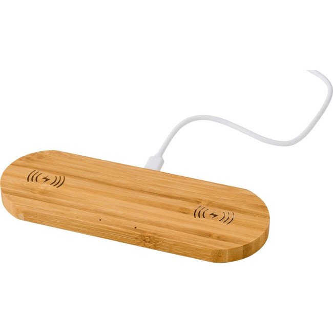 Branded Bamboo dual wireless charger - Image 1