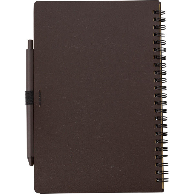 Custom Printed Coffee fibre notebook with pen (approx. A5) - Image 2