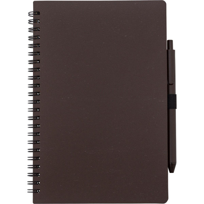 Custom Printed Coffee fibre notebook with pen (approx. A5) - Image 1