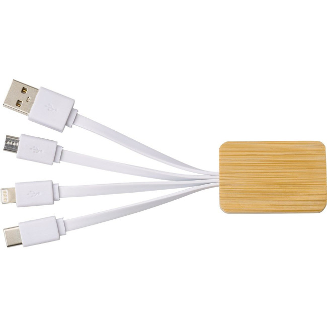 Custom Printed Bamboo charging cable - Image 3