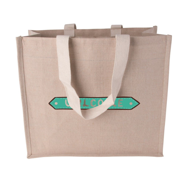 Custom Printed Canvas shopper with woven handles - Image 2