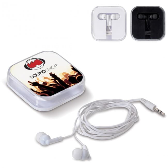 Custom Printed Earbuds set square box - Image 1