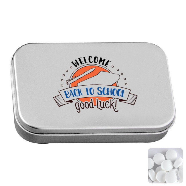 Custom Printed Large hinged tin dextrose mints