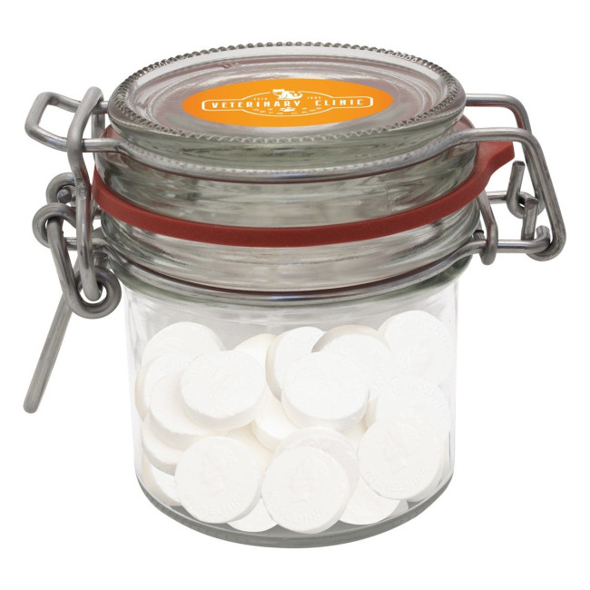 Custom Printed 125ml/275gr Glass jar filled with peppermints