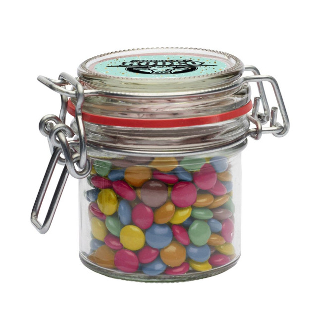 Custom Printed 125ml/300gr Glass jar filled with milk choco's