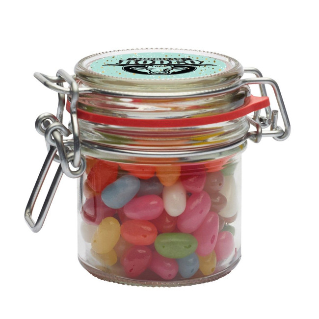 Custom Printed 125ml/300gr Glass jar filled with jelly beans