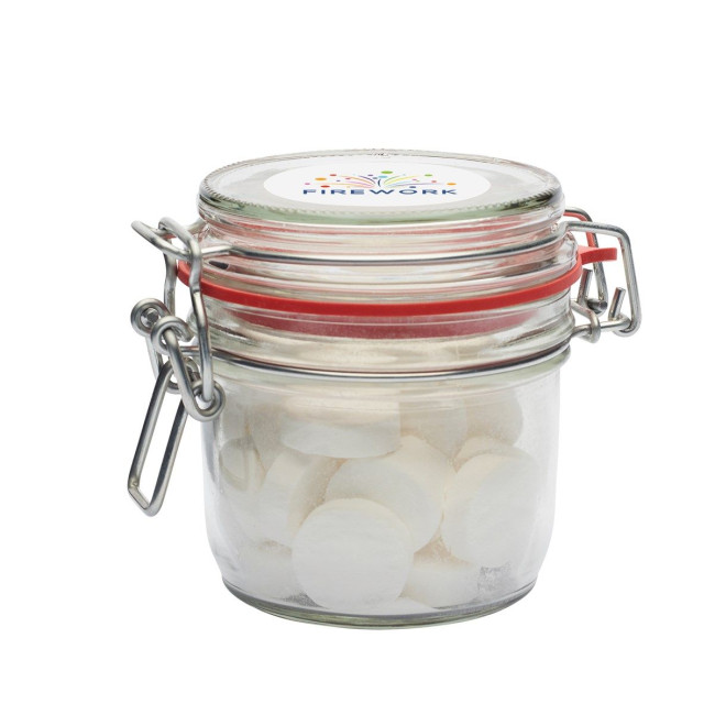 Custom Printed 255ml/480gr Glass jar filled with peppermints