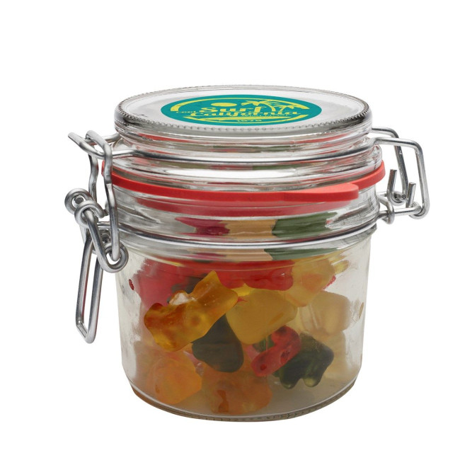 Custom Printed 255ml/475gr Glass jar filled with gummy bears