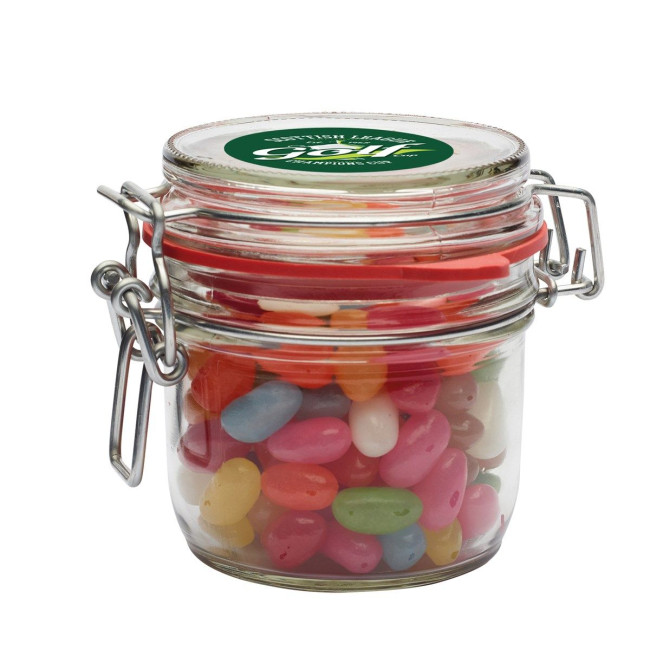 Custom Printed 255ml/500gr Glass jar filled with jelly beans