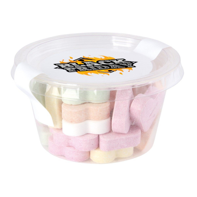 Custom Printed BioBrand medium sweet tub, fruit hearts 65gr