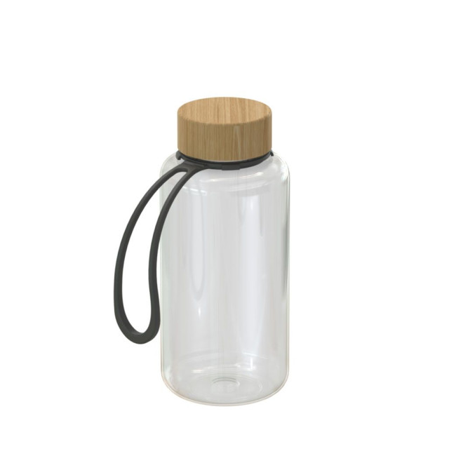 Custom Printed Drink bottle "Natural" clear-transparent incl. strap, 0.7 l - Image 1