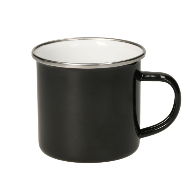 Custom Printed Enamel cup "Cozy", black