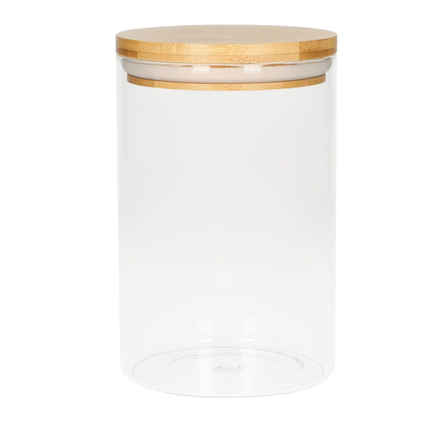 Branded Glass Storage Jar With Bamboo Lid 1.6L