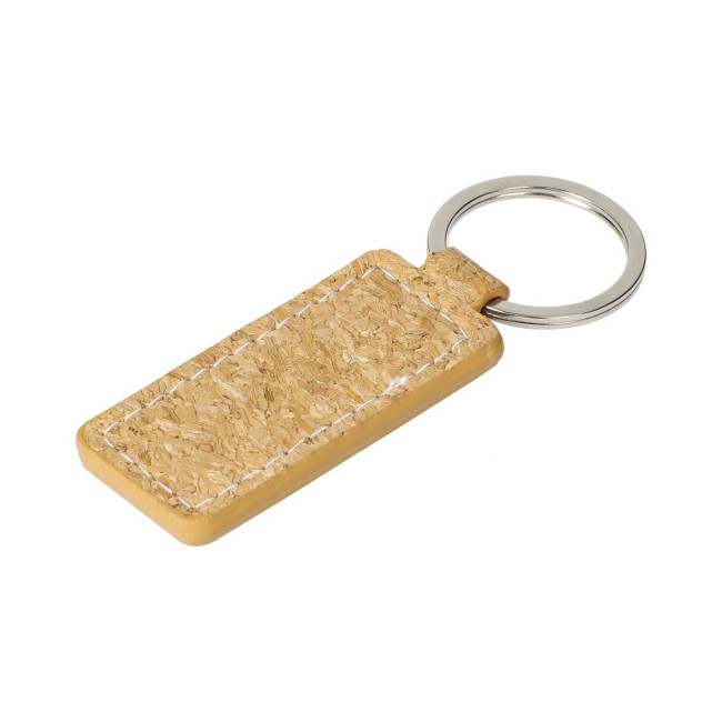 Custom Printed Rectangular Cork Keyring