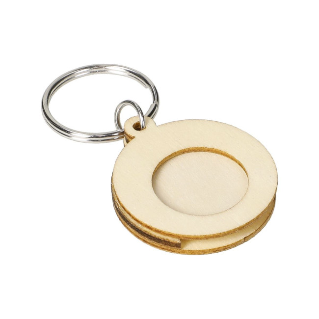 Custom Printed Natural Circle Trolley Coin Keyring