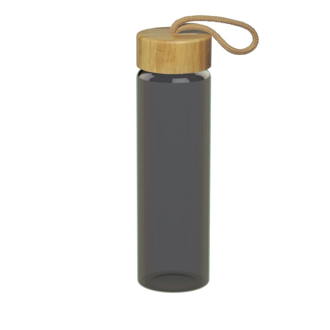 Custom Printed Bamboo Glass Bottle 0.65L - Image 1