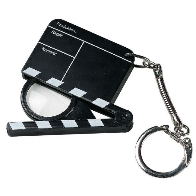 Custom Printed Keyring "Magnifying glass clapper board"