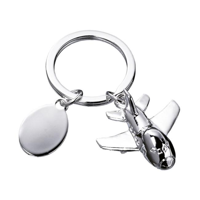 Custom Printed 3D Aeroplane Metal Keyring - Image 1