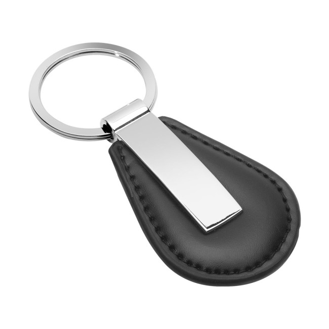 Custom Printed Round Leather Metal Keyring - Image 1