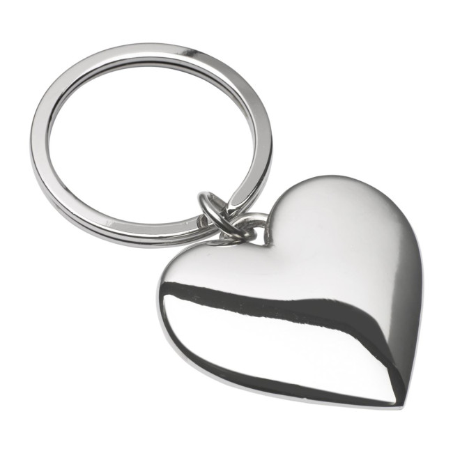 Custom Printed Heart Metal Keyring - Image 1