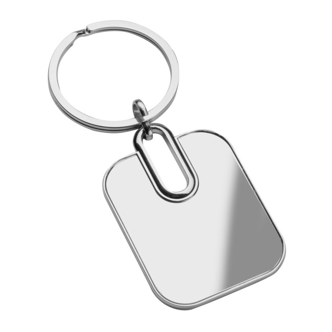 Custom Printed Silver Square Metal Keyring