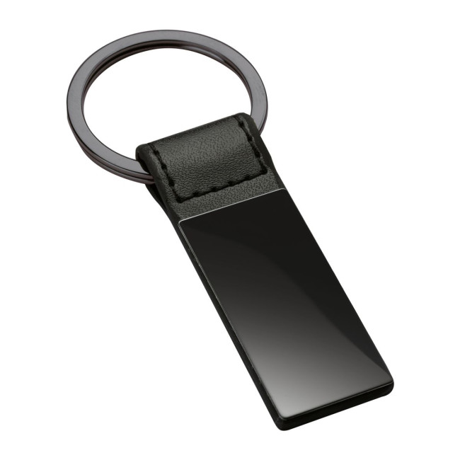 Custom Printed Black PU Leather Keyring - Image 1