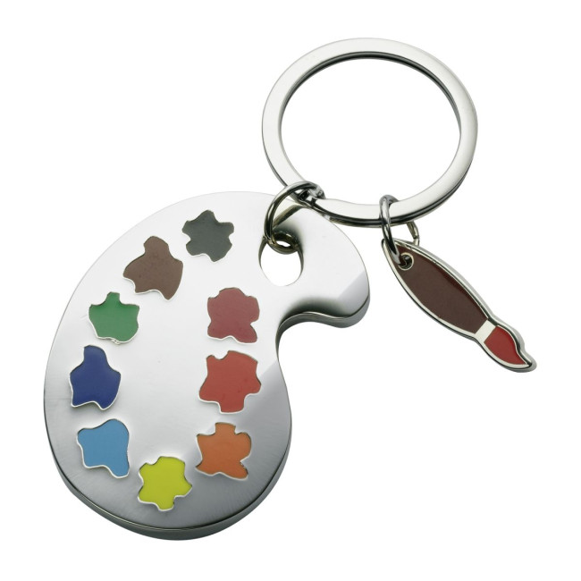 Custom Printed Painter's Palette Metal Keyring - Image 1