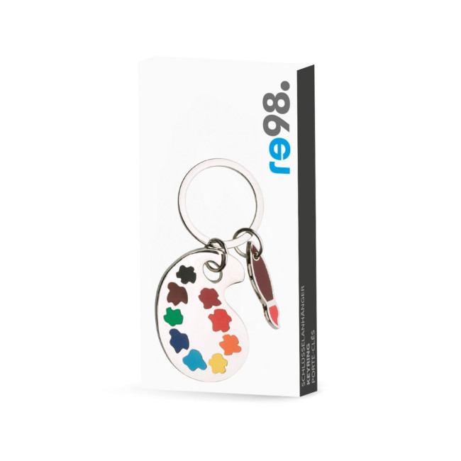 Custom Printed Painter's Palette Metal Keyring - Image 2