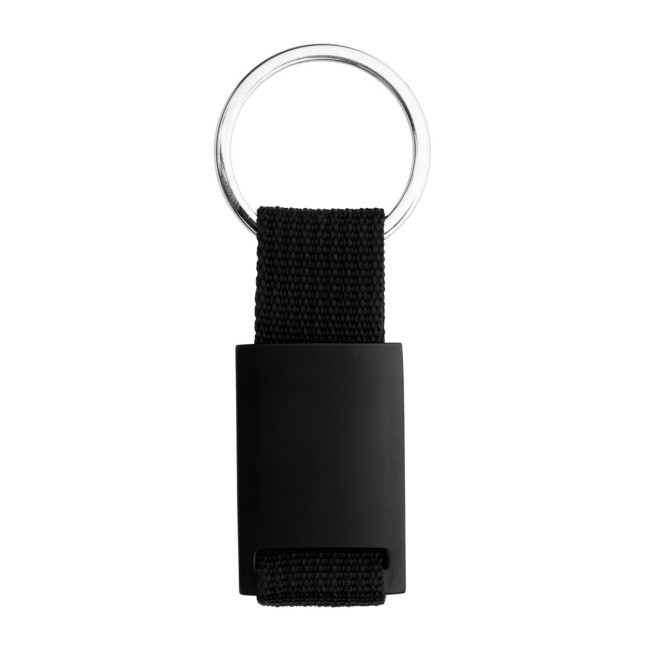 Custom Printed Black Textile Strap Keyring - Image 2