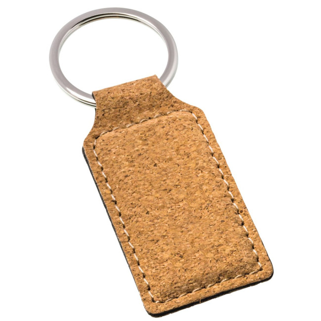 Custom Printed Rectangular Cork Keyring - Image 1