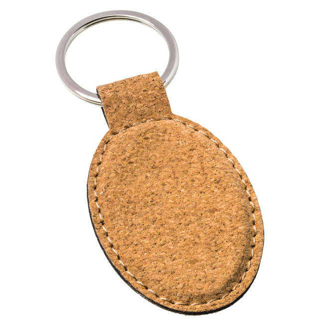 Custom Printed Oval Cork Keyring - Image 1