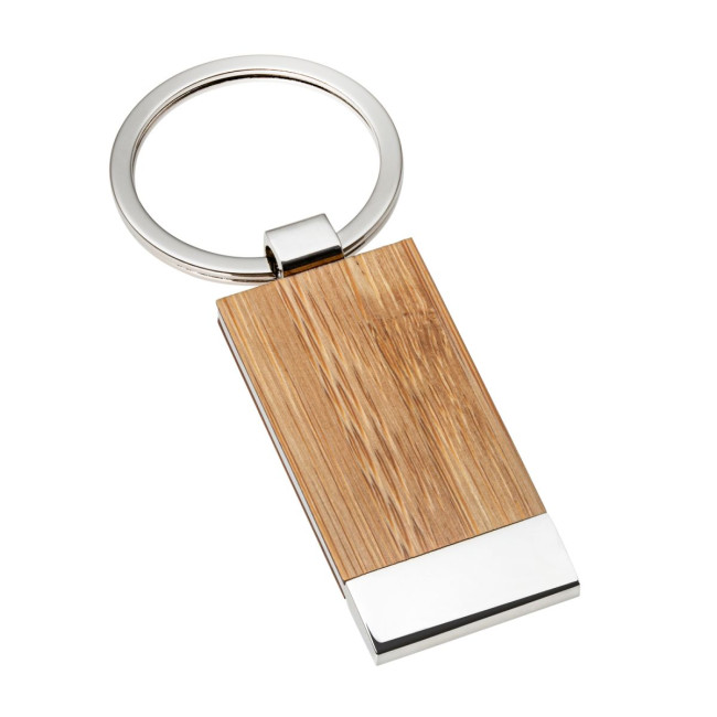 Branded Bamboo Metal Keyring - Image 1