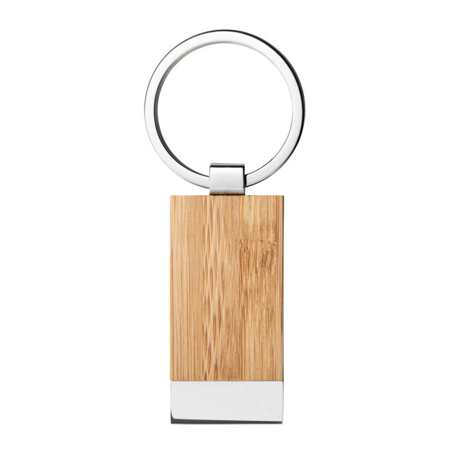 Branded Bamboo Metal Keyring - Image 2