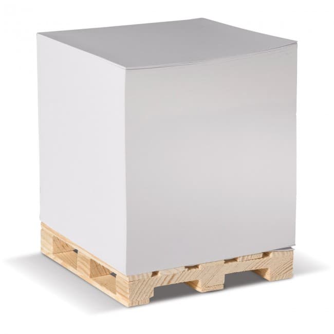 Custom Printed Cube pad white + wooden pallet - Image 1