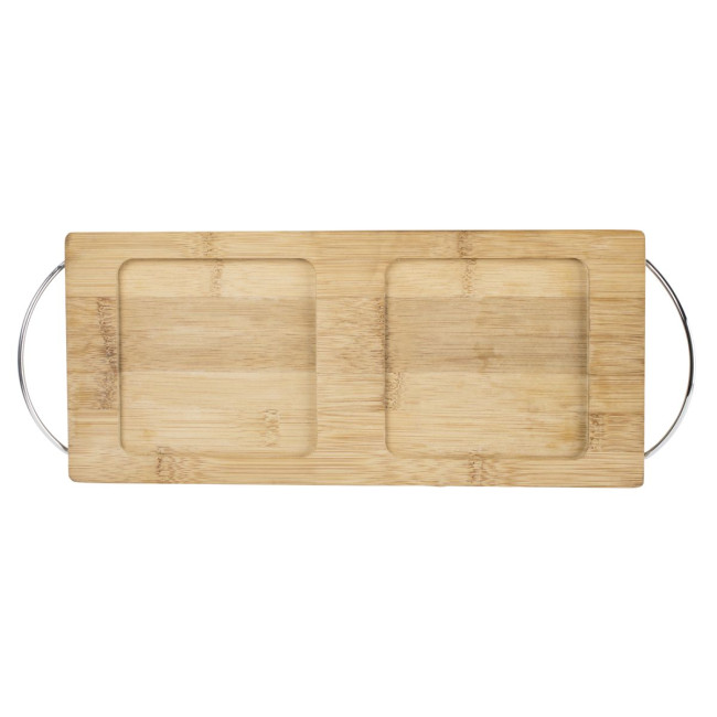 Branded Bamboo tray with 2 plates - Image 4