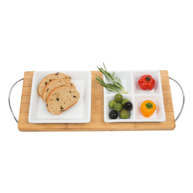 Branded Bamboo tray with 2 plates - Image 5