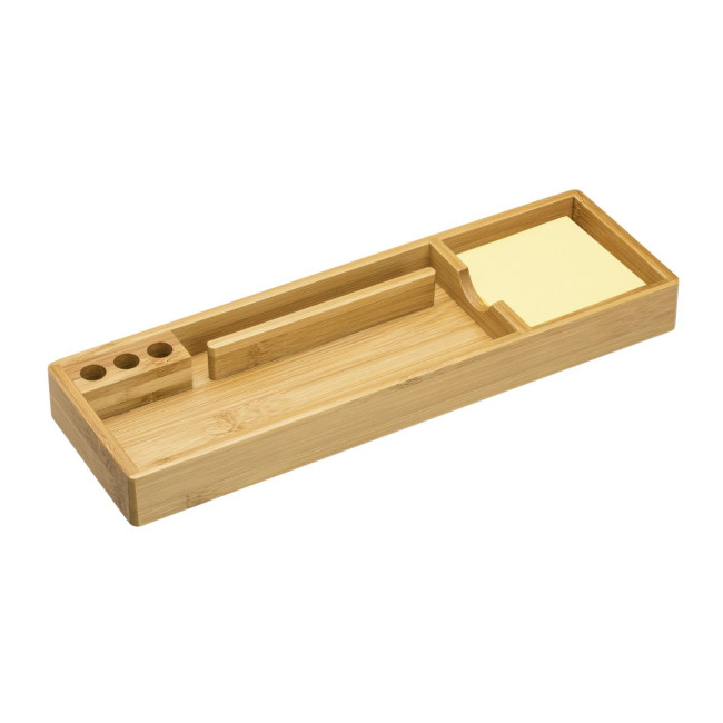 Branded Bamboo Desktop Organiser With Notes - Image 1