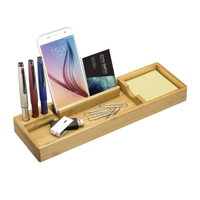 Branded Bamboo Desktop Organiser With Notes - Image 2