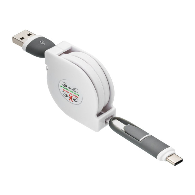 Custom Printed 3-in-1 retractable charging cable - Image 1