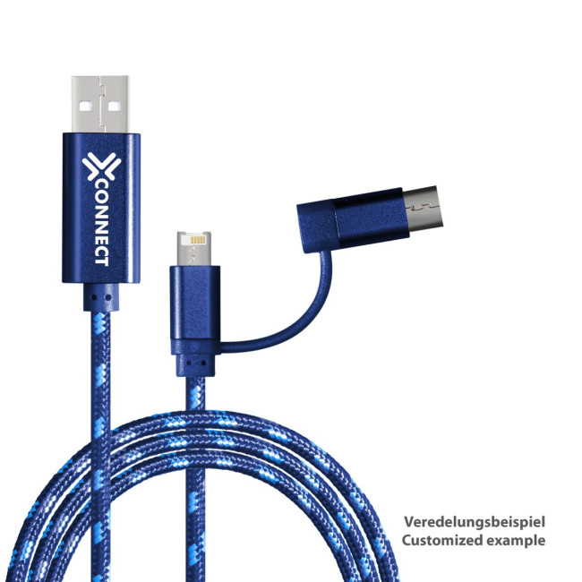 Custom Printed Blue 3-in-1 Charging Cable - Image 3