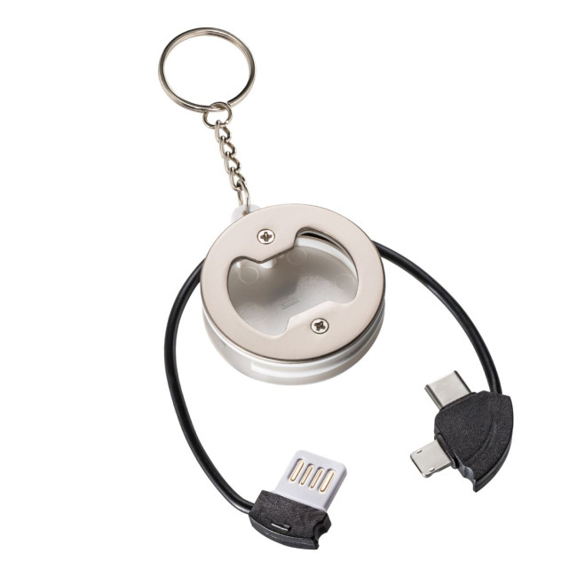 Custom Printed 3-in-1 Charging Cable With Bottle Opener - Image 1