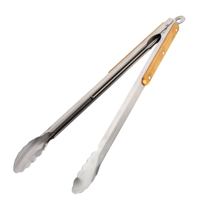 Branded Bamboo & Stainless Steel BBQ Tongs - Image 2