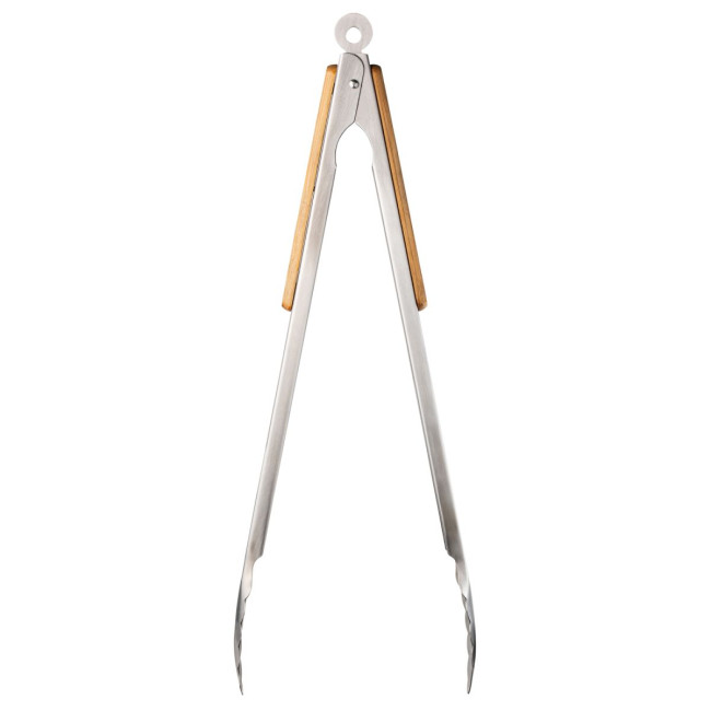 Branded Bamboo & Stainless Steel BBQ Tongs - Image 3